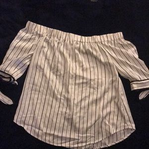 White blouse with black stripes